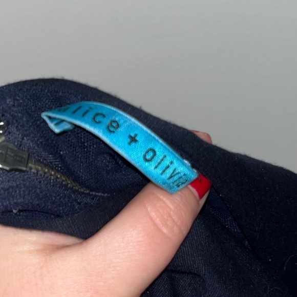 ALICE + OLIVIA Solid Dark Navy Reid Cross Back Sheath Mini Dress Size 4 - Picture 4 of 8